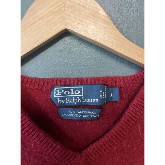 Polo Ralph Lauren Womens Red Lambs Wool Pullover Sweatshirt Size Large - Picture 3 of 3